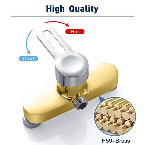 Namuoto Shower Mixer Taps Bar Chrome Wall Mounted Shower Faucet Brass Manual Bath Tap for Cold and Hot Water G1/2" Upper Outlet - Image 3