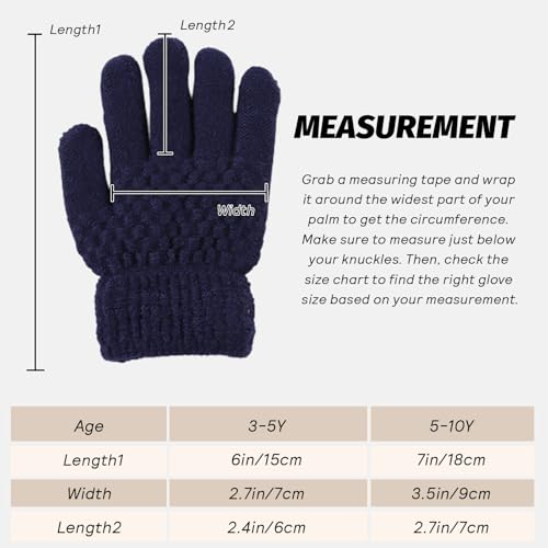 Image of JANGANNSA Cold Weather Kids Gloves Warm Knitted Children Magic Glove With Fleece Lining Winter Gloves For Boys Girls