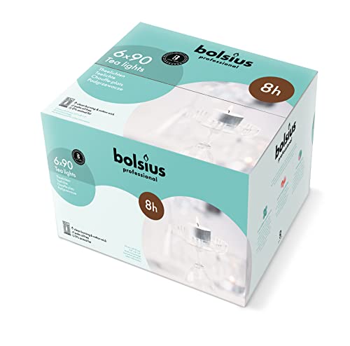 Bolsius Tea Light Candles - Bulk Case Of 6 Packs = Total 540 Candles - 8+ Hours - Premium European Quality - Consistent Smokeless Flame - Unscented Tealights #TOP8
