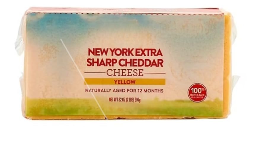 Block New York Extra-Sharp Yellow Cheddar Cheese , Versatile, all natural cheddar cheese , Aged for 12 months for extra sharp flavor , Great for cubing or slicing for charcuterie platters , Shred over nachos and potatoes , Melt into homemade macaroni & cheese , Includes extra sharp cheddar cheese bar, 32 oz.