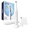Oral-B iO Deep Clean Rechargeable Electric Powered Toothbrush, Icy Blue with iO Series 3 Limited, 2 Brush Heads and Travel Case - Pressure Sensor to Protect Gums - 3 Cleaning Settings - 2 Minute Timer