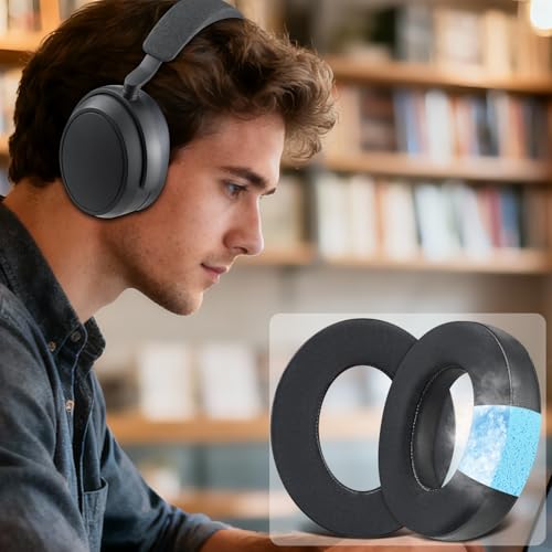 Image of SOULWIT Cooling Gel Earpads Replacement for Sennheiser HDB 630 /Momentum 5 /Momentum 4 Wireless Headphones, Ear Pads Cushions with Breathable Ice Silk Fabric - Black