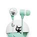 QearFun Stereo 3.5mm in Ear Cat Earphones Earbuds with Microphone with Earphone Storage Case for Smartphone MP3 iPod PC Music (Green)