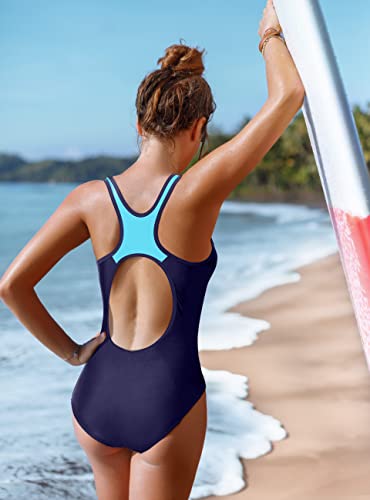 Image of CharmLeaks One Piece Swimsuits Athletic Racerback Bathing Suits Racing Swimwear