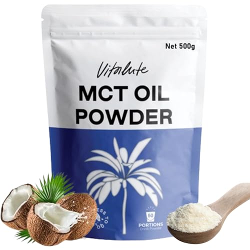 Vitalute Pure MCT Oil Powder (500g/50 Servings): Boost Ketones with 99%+ Purity, 100% Coconut Sourced, Ideal for Keto & Fasting, Vegan & Gluten-Free, Premium Lab Tested
