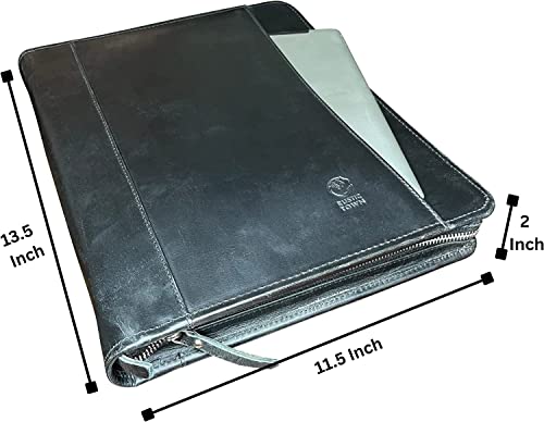 Image of Rustic Town Leather Padfolio for Men Art Business Portfolio Bag - Resume Portfolio Folder Document File Folder for Certificates (Black)