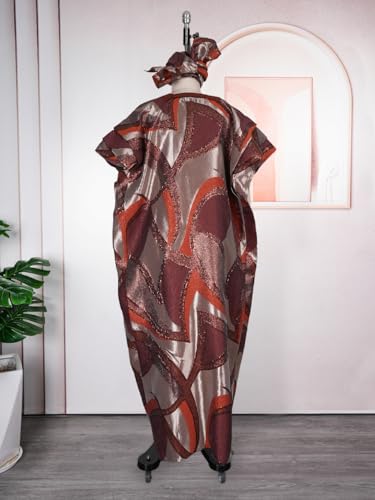 Image of HD African Print Dress for Woman Embroidery Pattern Maxi Dress