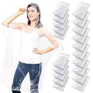 Juvale Disposable Rain Ponchos for Adults, Waterproof Hooded Emergency Ponchos, One Size, Bulk for Travel & Festivals