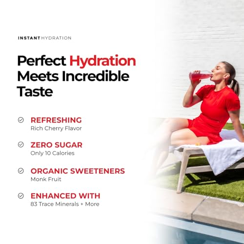 Image of Instant Hydration Sugar Free Electrolytes Powder Packets - Shawn Johnson Cherry Limeade Electrolyte Drink Mix & Travel Essentials - Boost Recovery, Brain Health, Muscle & Tissue Support - 20 Sticks