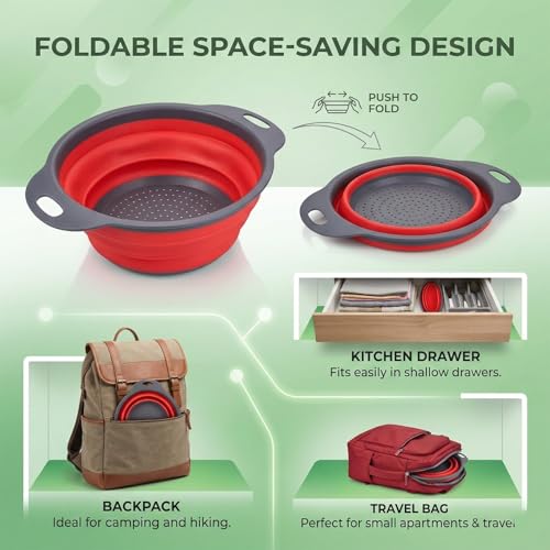 PNJB Silicone Colander & Strainer Bowl, Dual Handles, Foldable, Space-Saving, Heat-Resistant, Lightweight, Durable & Easy-to-Store Colander for Home, Travel & Outdoor Use - Image 5