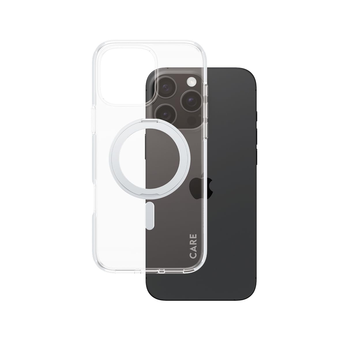 PanzerGlass Care Kickstand iPhone 16 Pro Max étui premium transparent argenté - 4