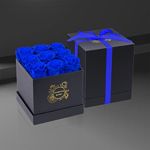 Uforever Roses Preserved Roses In A Box Valentines Day Gifts For Her Mothers Day Roses, Flowers For Delivery Prime, 100% Real Roses That Lasts For Years, Christmas Day, Birthday (Royal Blue) #TOP2