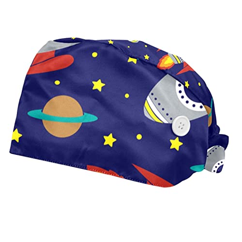Chapeaux de travail fusée et étoiles JDEZ lot de 2 casquettes de cuisine respirantes