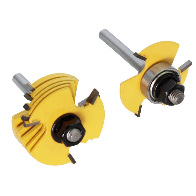 2PC 1/4 "6mm Shank 6-częściowy frez do szczelin 3 skrzydełkowy zestaw bitów routera do obróbki drewna narzędzie do cięcia dłuta czop do narzędzia do obróbki drewna(6.35mm Shank)