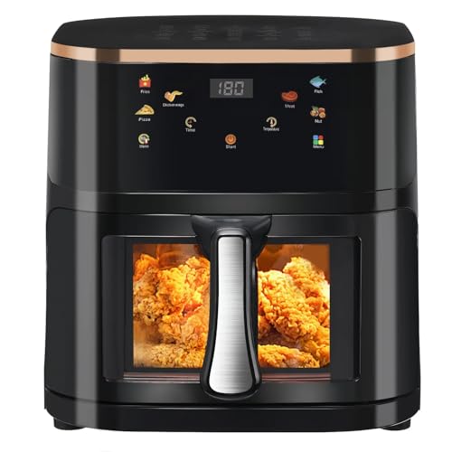 Air Fryer, Freidora de Aire Sin Aceite 9L con Pantalla Digital y Ventana Visible – Horno Eléctrico Multifunción 1800W, 6 Programas Preestablecidos, Temporizador 60 Min, Cesta Apta para Lavavajillas
