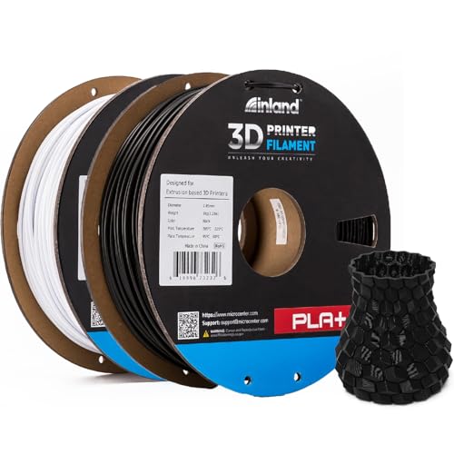 Image of INLAND Micro Center PLA+ 3D Printing Filament 1.75mm - PLA Pro Dimensional Accuracy + /- 0.03 mm - 1kg Cardboard Spool (2.2 lbs) (2 Pack Black & White, 2.85mm)