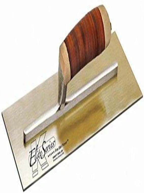 Kraft Tool PLE460L Elite Series Five Star Golden Stainless Steel Plaster Trowel with Leather Handle, 13 x 5-Inch
