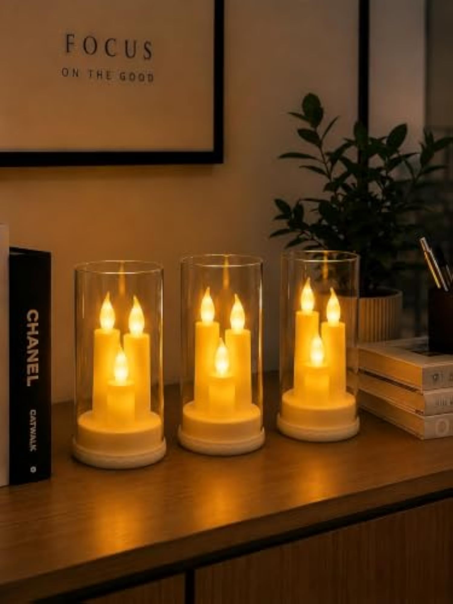 LED Flameless Candle Lamp with Cover, Decorative Table Light