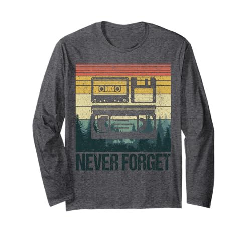 Never Forget VHS-Kassetten-Diskette 70er 80er 90er Langarmshirt
