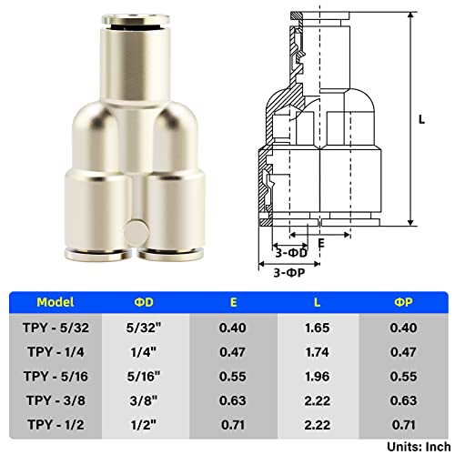 Accesorios de aire 3/8 pulgadas OD Tailonz unión recta y T PY-3/8 3