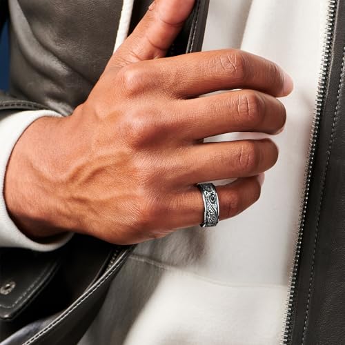 EIELO Stainless Steel Signet Rings for Men Feather Vintage Rings Set Pinky Thumb Celtic Band Mens Ring Jewelry4