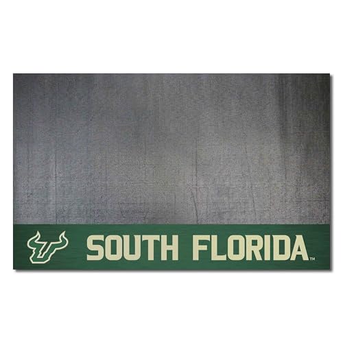 FANMATS 21632 South Florida Bulls Vinyl Grill Mat - 26in. x 42in. - Deck Patio Protective Mat | Oil, flame, and UV resistant