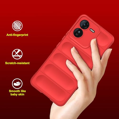 Image of amazon basics Back Case Cover for iQOO Z9x 5G | Compatible for iQOO Z9x 5G Back Cover | Liquid Silicon Magic Case with Camera Protection | Red