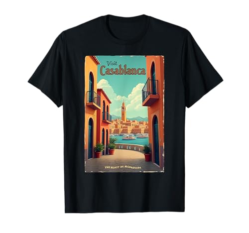 Retro Viaje Póster Diseño Vintage Casablanca Camiseta