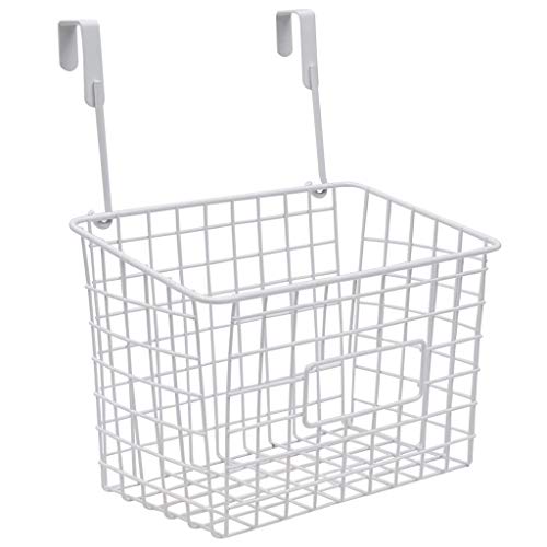 Livzing Multi-Functional Alloy Steel Compact Over The Door Hanging Basket | Cabinet Organizer for Storage Shelf | Rack | Milk Bin -White (15 L X 25 B X 30 H)