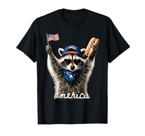 USA America Raccoon Hot Dog 1776-2026 4th of July 250 Years T-Shirt
