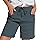 Shorts Damen 2025 Leinen Musselin Shorts Beach Mit Taschen Mode Lässige Stoffhose Freizeit Stretch Gerades Bein Mit Kordelzug Dark Gray L