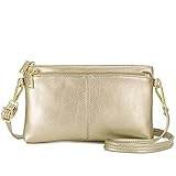 Triple Zip Small Crossbody Bag Lightweight Purses Vegan Leather Wristlet Clutch, Includes Adjustable...