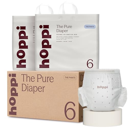 Image of Hoppi Pure Potty Training Underwear, Size 6, 56 Count, 4T-5T | Feather-Soft Potty Training Underwear with Easy Tear Sides, 14-Hour Protection for School, Sleepovers and Getting Diaper-Free