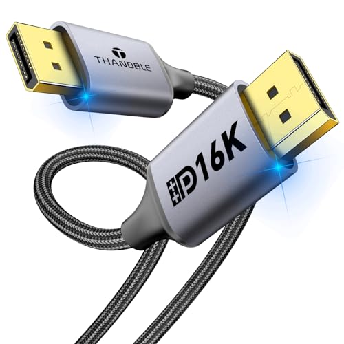 THANDBLE DisplayPort Cable 2.1, DP 2.1 Cable 10FT [16K@60Hz, 8K@120Hz, 4K@240Hz] Display Port 2.1 Support 80Gbps HDR, HDCP DSC 1.2a, Compatible DP1.4/1.2 FreeSync G-Sync for PC/TV/Monitor