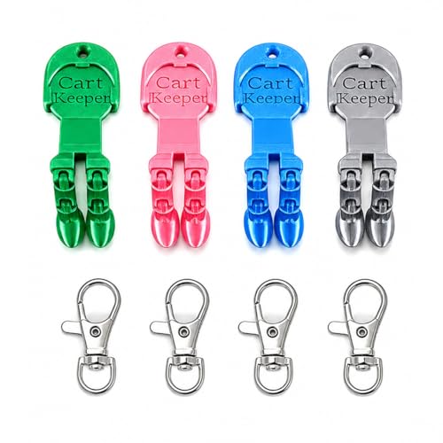 Juphex 4 Pack Quarter Holder Keychain for Aldi Shopping Cart - Grocery Cart Coin Holder for Supermarket Shopping - 3D Printed 25cent Articulated Cart Keeper with Lobster Clasp-Multi-color