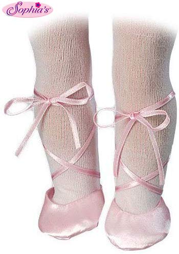 Doll Ballet Slippers & White Doll Tights fit for 18 Inch American Girl Dolls - Pink Doll Slippers and White Doll Tights Set