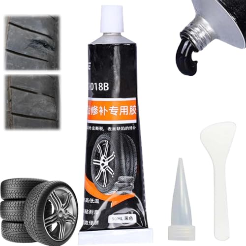 50ML Rubber Glue For Tyres,Tyre Repair Glue,Rubber Cement,Tyre Glue Rubber Repair,Adhesive Rubber Glues,Quickly Repairs Tyre Cracks,Punctures And Peeling,For Car, Motorcycle,Tractor,Truck (Black)