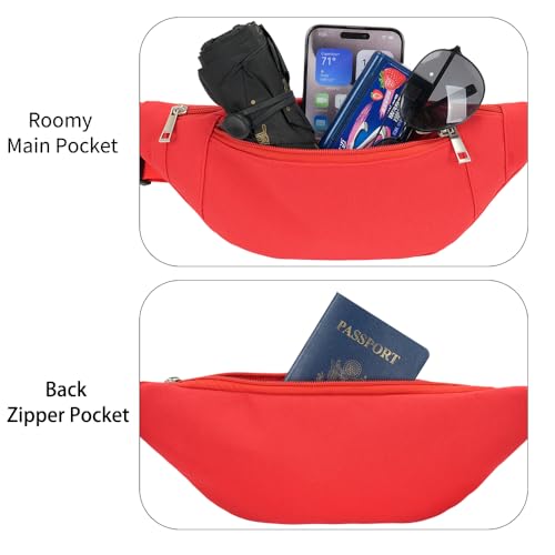Bauchtasche Gürteltasche Hüfttasche für Herren Damen Wasserdicht Stylisch Nylon Unisex Bum Waist Fanny Pack für Outdoor Sport Reise Wandern Hundetraining (Rot)