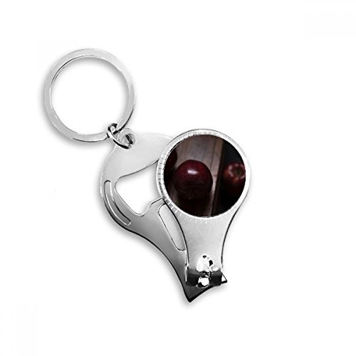 Fresh Cherry Fruit Nature Picture Nail Nipper Ring Key Chain Bottle Opener Clipper