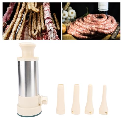 Enchedor de Salsicha Manual, Fabricante de Salsicha Vertical de Aço Inoxidável Com 4 Tubos de Rechei