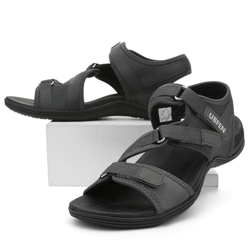 Image of UBFEN Womens Hiking Water Sport Sandals with Arch Support | 3 Adjustable Straps, Cushioned Footbed, Non-Slip, Comfortable Walking for Athletic Outdoor Summer Beach