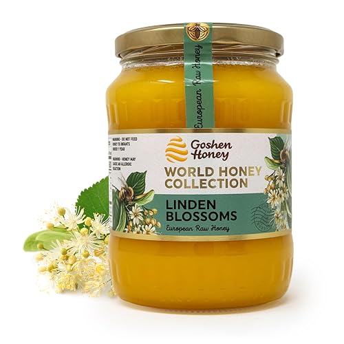 Goshen World Honey Collection - Linden Blossoms from Austria - Raw, Rare and Sustainable Floral Sources - Derived from Natural Flower Nectar with Antioxidants - Nature's Sweetener - 32oz