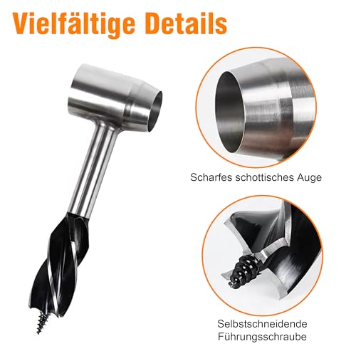 Bushcraft Handbohrmaschine für Holz: Bushcraft Bohrer Set，Handbohrer Überlebensbohrer mit Holster für Camping, Bushcraft, Outdoor Survival