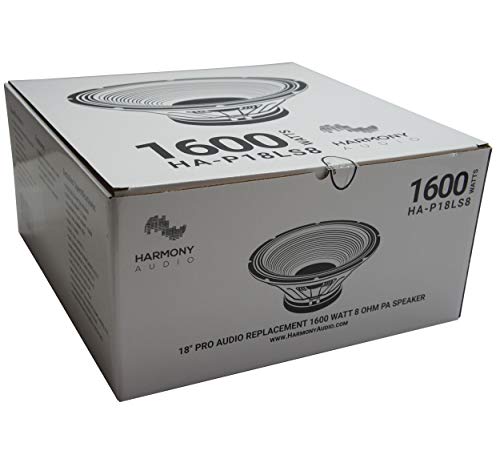 Harmony Audio HA-P18LS8 Replacement 18" Pro PA 1600W Subwoofer/Speaker 8 Ohm Woofer