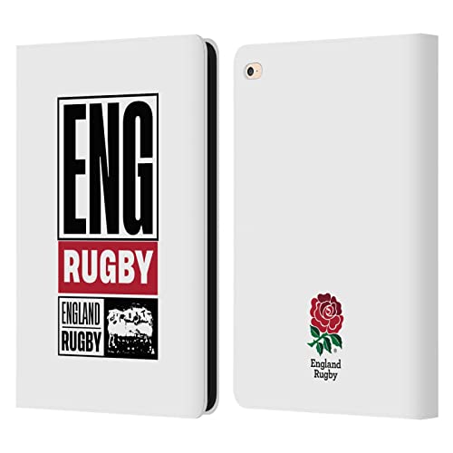 Head Case Designs Licenciado Oficialmente England Rugby Union Eng Rugby Logo Rosa ROJA Carcasa de Cuero Tipo Libro Compatible con Apple iPad Air 2 (2014)