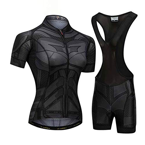 Maillot Ciclismo de Mujer Verano,Trajes de Ciclismo de Manga Corta Transpirables Pro Team con Uniformes de Bicicleta de MontañA Acolchados con Gel 9D (Color : A, Talla : M)