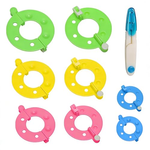 Oavie 8 Pcs Pompom Maker Set with Scissors 4 Sizes Fluff Weaver