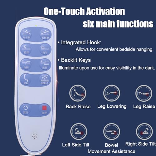 Verstellbares Pflegebett mit Matratze, 8-in-1-Schlafen Liegen Sitzen Stehen, elektrische Krankenhausbetten für ältere Menschen nach Operationen, Griffleisten – Bild 5
