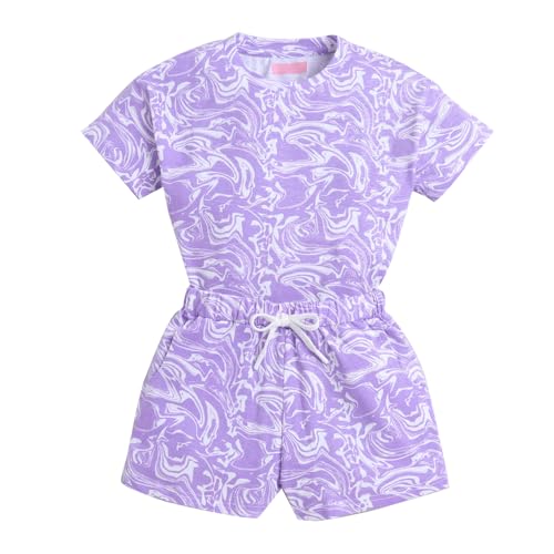 Image of Hopscotch Girls Cotton Short Set In Lilac Color