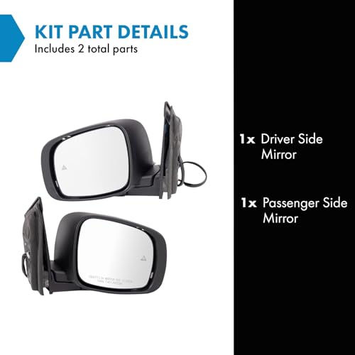 TRQ Mirror Set Power Driver & Passenger Side CH1320478 CH1321478 Compatible with 2009-2016 Chrysler Town & Country Dodge Grand Caravan by TRQ - Image 2